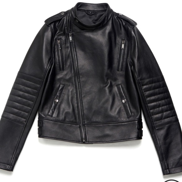 Black Lambskin Moto Jacket - Picture 3 of 5